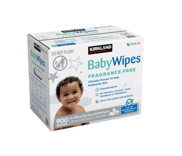 Kirkland Signature Baby Wipes, Fragrance Free, 900 Wipes
