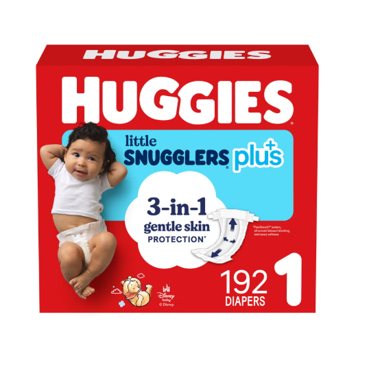Huggies Plus Little Snugglers & Little Movers Diapers, Size 1-7