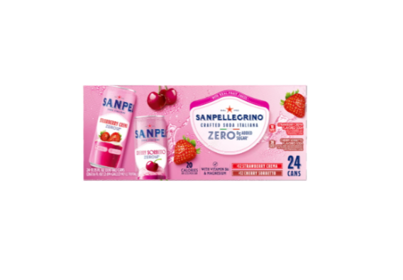 Sanpellegrino Crafted Soda Italiana Zero Variety Pack Strawberry Crema & Cherry Sorbetto 24 Cans (11.15 fl oz Each)