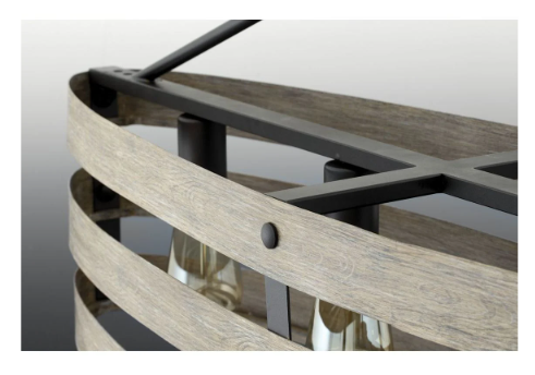 Progress Lighting Gulliver 4-Light Linear Chandelier Graphite & Wood Grain Farmhouse Kitchen Island Light