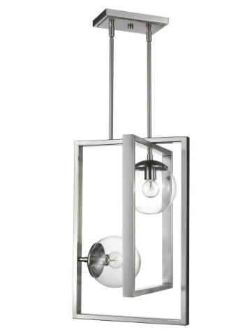 Progress Lighting Atwell 2-Light Pendant Brushed Nickel Clear Glass Model Atwell