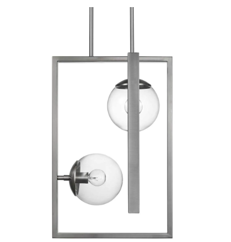 Progress Lighting Atwell 2-Light Pendant Brushed Nickel Clear Glass Model Atwell