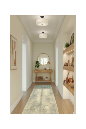 Progress Lighting Inspire 3-Light Semi-Flush Mount Ceiling Light 18" Drum Fixture Fabric Shade E26 Base