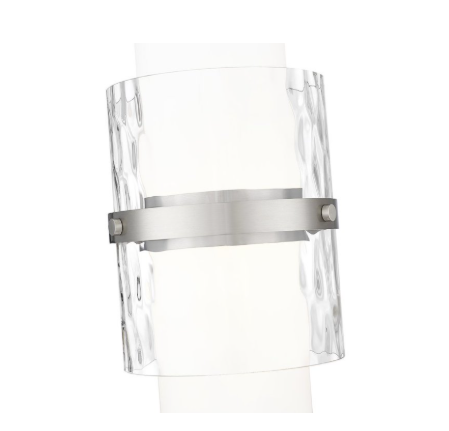 Z-Lite Cayden 1-Light Pendant Light with Clear & Etched Opal Glass, Brushed Nickel Finish
