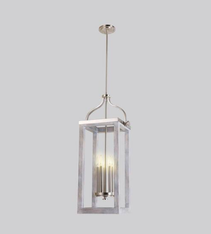 Westbury 5-Light Pendant Light with Brushed Nickel Finish & Painted Grey Driftwood Effect
