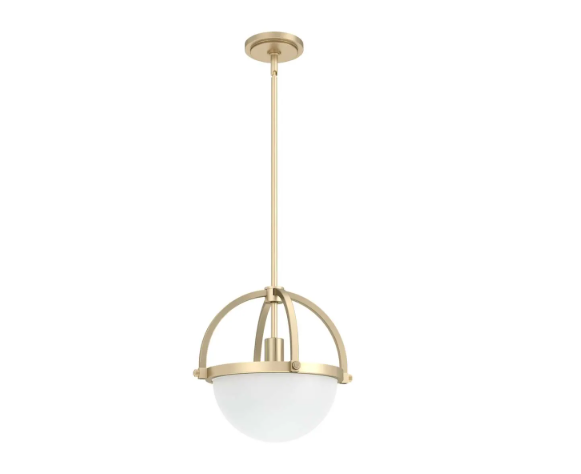 Hunter Wedgefield 13" Pendant Light Frosted Glass Ceiling Light, E26 Fixture