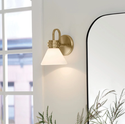 Kichler Farum 10" Wall Sconce Champagne Bronze, Frosted Glass, E26 Wall Light