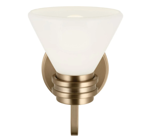 Kichler Farum 10" Wall Sconce Champagne Bronze, Frosted Glass, E26 Wall Light