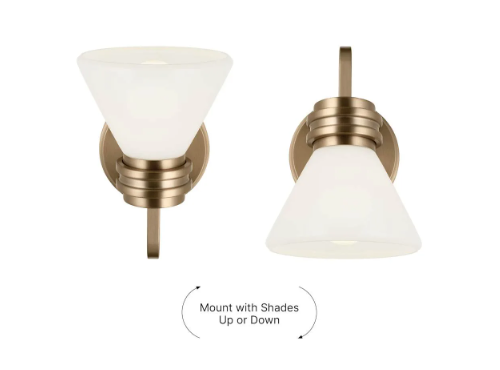 Kichler Farum 10" Wall Sconce Champagne Bronze, Frosted Glass, E26 Wall Light
