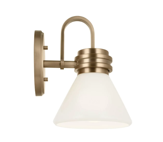 Kichler Farum 10" Wall Sconce Champagne Bronze, Frosted Glass, E26 Wall Light