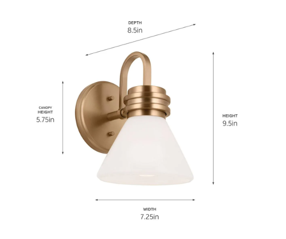 Kichler Farum 10" Wall Sconce Champagne Bronze, Frosted Glass, E26 Wall Light
