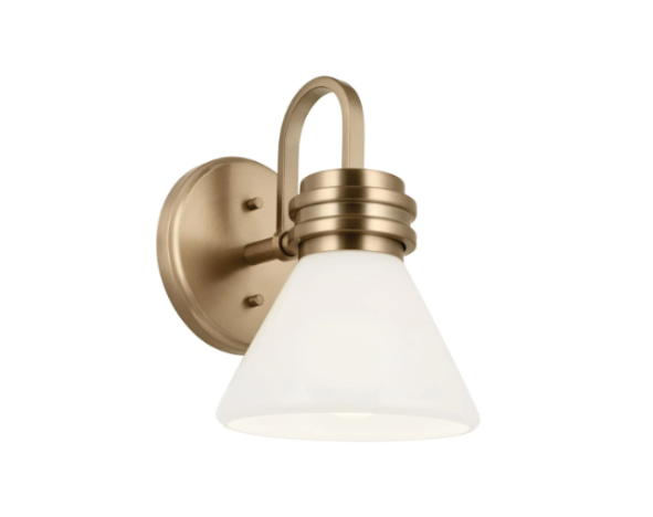 Kichler Farum 10" Wall Sconce Champagne Bronze, Frosted Glass, E26 Wall Light