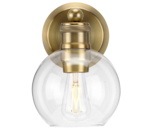 Progress Lighting Hansford Bathroom Sconce Glass Globe Wall Light E26 Damp Rated