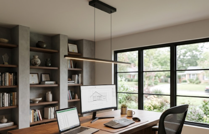 Amrisa 36" Linear LED Pendant Light Black Integrated LED Adjustable, Selectable 3000K–5000K