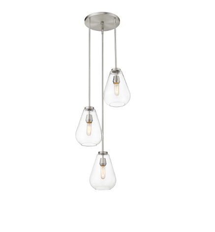 Z-Lite Ayra 3-Light Pendant Light 18" Clear Glass Chandelier E26 Dimmable