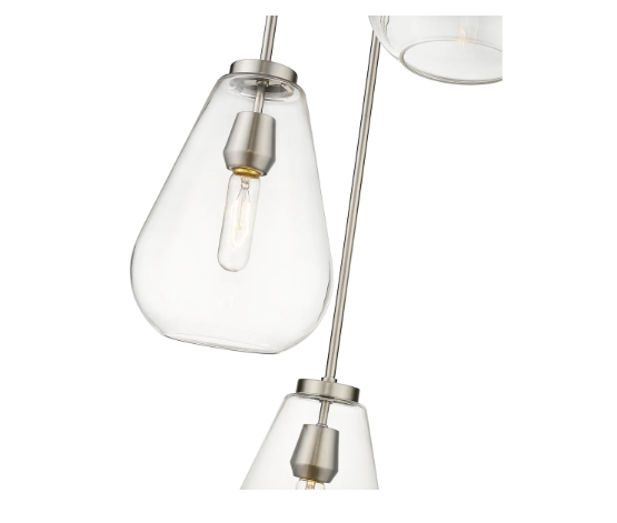 Z-Lite Ayra 3-Light Pendant Light 18" Clear Glass Chandelier E26 Dimmable