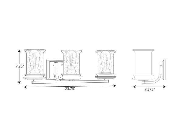 Progress Lighting Winslett 3-Light Vanity Light Brushed Nickel with Seeded Glass Shades E26