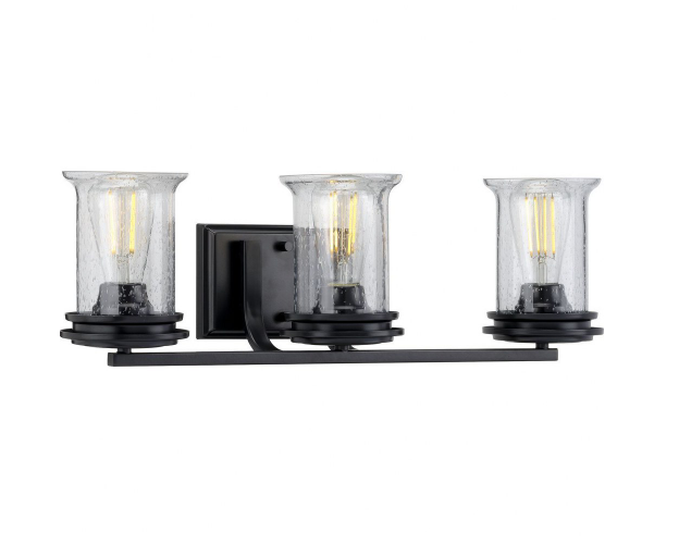 Progress Lighting Winslett 3-Light Vanity Light Brushed Nickel with Seeded Glass Shades E26