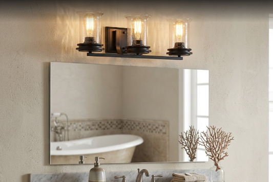 Progress Lighting Winslett 3-Light Vanity Light Brushed Nickel with Seeded Glass Shades E26