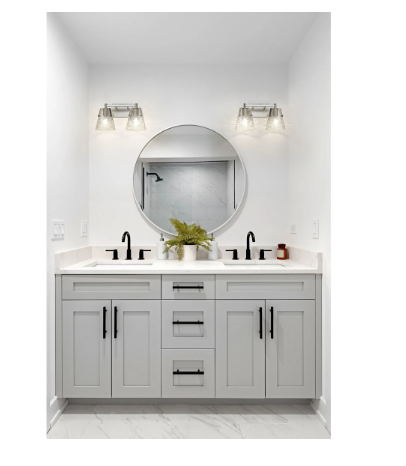 Z-Lite Analia 2-Light Vanity Light Water Glass Bathroom Wall Fixture E26 Dimmable