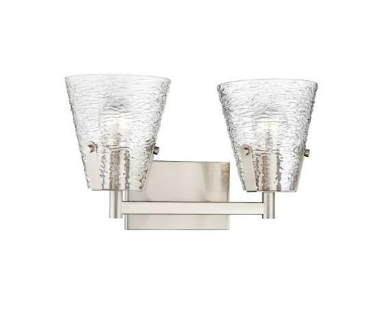 Z-Lite Analia 2-Light Vanity Light Water Glass Bathroom Wall Fixture E26 Dimmable