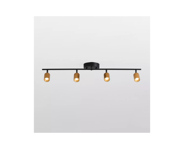 VidaLite Shura 4-Head LED Track Light Black & Brass Adjustable Integrated LED Ceiling Light