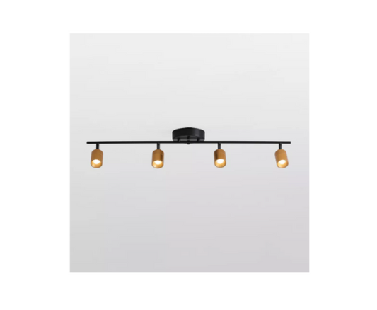 VidaLite Shura 4-Head LED Track Light Black & Brass Adjustable Integrated LED Ceiling Light