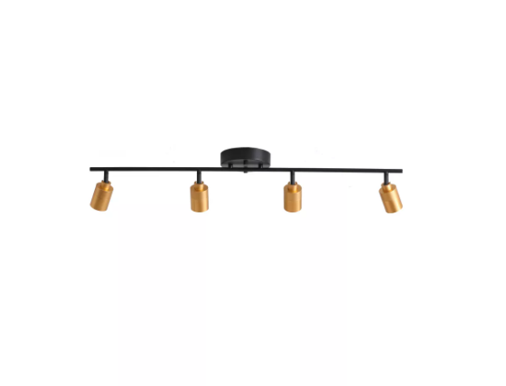VidaLite Shura 4-Head LED Track Light Black & Brass Adjustable Integrated LED Ceiling Light