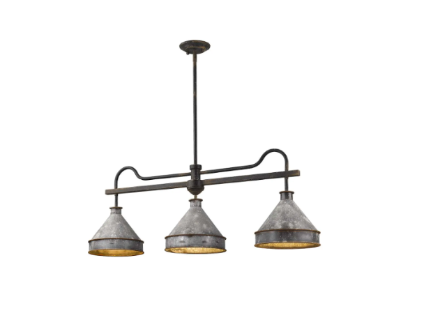 Golden Lighting Jasper 41" Linear Chandelier 3-Light E26 Dining Room Ceiling Ligh