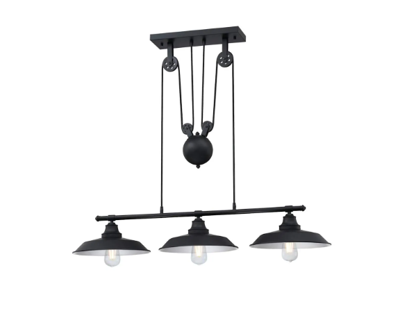 Westinghouse Iron Hill 40" Linear Chandelier 3-Light Industrial Pendant E26 Metal Shades