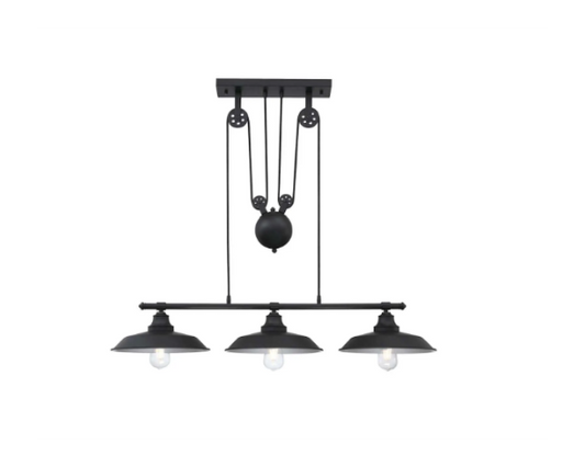 Westinghouse Iron Hill 40" Linear Chandelier 3-Light Industrial Pendant E26 Metal Shades