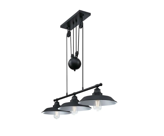 Westinghouse Iron Hill 40" Linear Chandelier 3-Light Industrial Pendant E26 Metal Shades