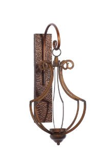 Bronze Metal Single Candle Wall Sconce Rustic Iron Wall Decor with Glass Hurricane Holder 25"