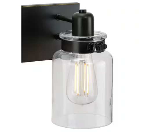 Progress Lighting Calhoun 3-Light Bathroom Vanity Light Antique Bronze with Clear Glass Shades Farmhouse Industrial E26