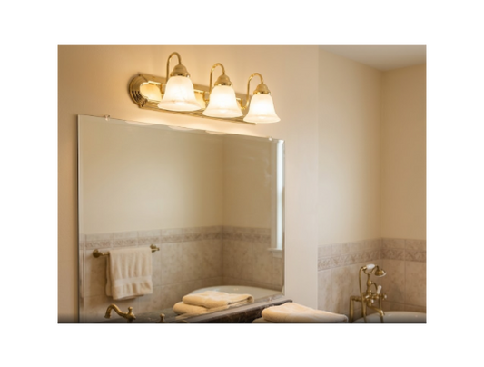 Nuvo Ballerina 24" 3-Light Bathroom Vanity Light Alabaster Bell Glass Shades E26