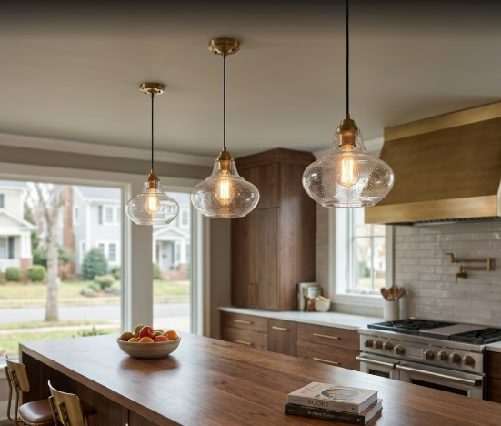 Trade Winds 1-Light Pendant Light Natural Brass Hanging Ceiling Light E26