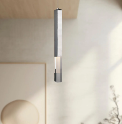 Kuzco Lighting Martelo 21" LED Mini Pendant 3000K Modern Chrome Hanging Light with Crystal Glass