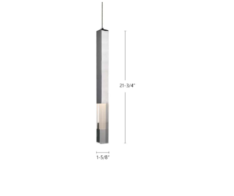 Kuzco Lighting Martelo 21" LED Mini Pendant 3000K Modern Chrome Hanging Light with Crystal Glass