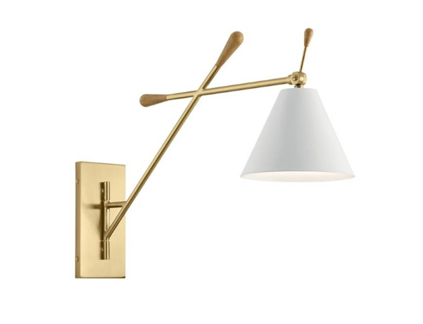 Kichler Finnick 20" Swing Arm Wall Sconce Champagne Gold & Natural Maple Adjustable Wall Light E26