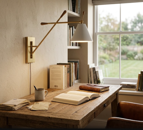 Kichler Finnick 20" Swing Arm Wall Sconce Champagne Gold & Natural Maple Adjustable Wall Light E26