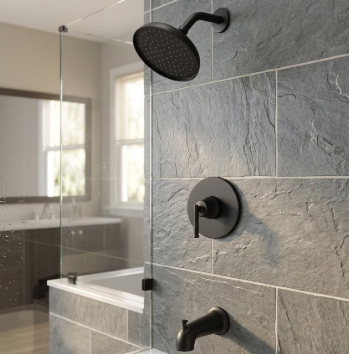 Glacier Bay Oswell Single Handle Tub & Shower Faucet Matte Black 1.8 GPM Pressure Balance Valve Included