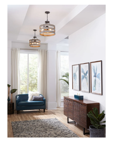 Progress Lighting Gulliver 17" 3-Light Convertible Semi-Flush Ceiling Light & Pendant E26 Industrial Farmhouse Fixture