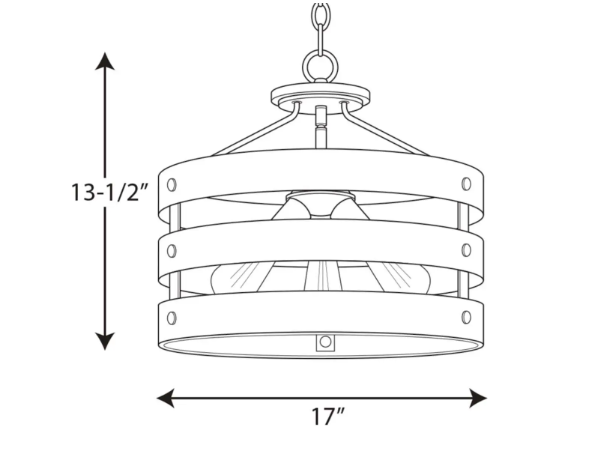 Progress Lighting Gulliver 17" 3-Light Convertible Semi-Flush Ceiling Light & Pendant E26 Industrial Farmhouse Fixture