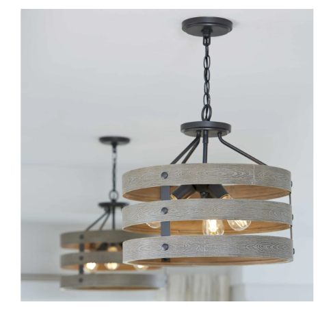 Progress Lighting Gulliver 17" 3-Light Convertible Semi-Flush Ceiling Light & Pendant E26 Industrial Farmhouse Fixture