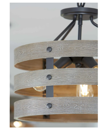 Progress Lighting Gulliver 17" 3-Light Convertible Semi-Flush Ceiling Light & Pendant E26 Industrial Farmhouse Fixture