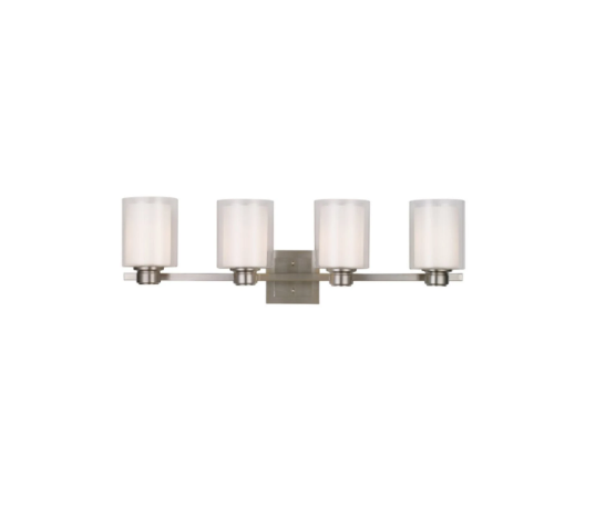 Seasons Elmsworth 34.75" 4-Light Bathroom Vanity Light Brushed Nickel with Clear Glass Shades E26 Dimmable