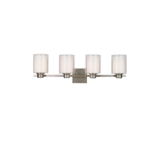 Seasons Elmsworth 34.75" 4-Light Bathroom Vanity Light Brushed Nickel with Clear Glass Shades E26 Dimmable