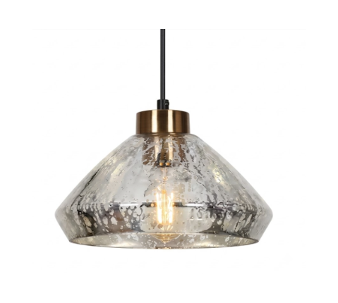 LNC Anila 9.8" 1-Light Pendant Light Black & Plated Brass with Textured Glass Shade E26 Kitchen Island Ceiling Light