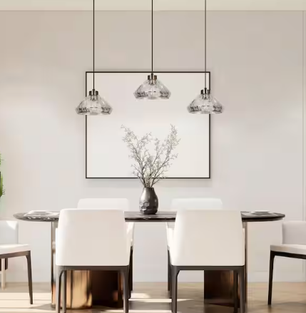 LNC Anila 9.8" 1-Light Pendant Light Black & Plated Brass with Textured Glass Shade E26 Kitchen Island Ceiling Light