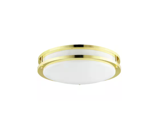 Modern 16" Flush Mount Ceiling Light Gold 2-Light Fixture with Frosted Glass Shade E26